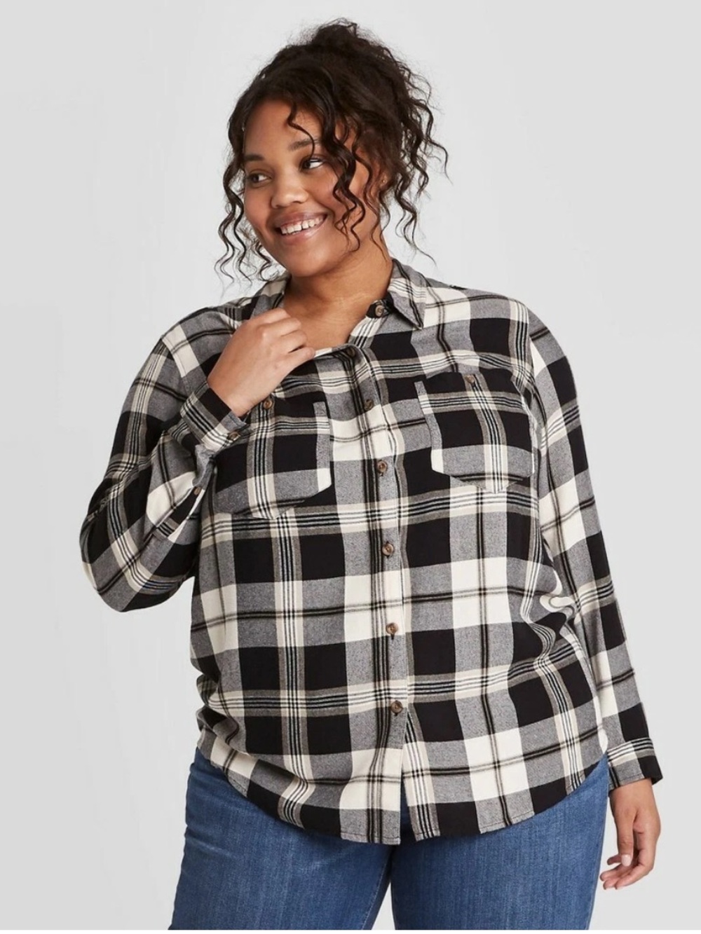 Ava & Viv plaid flannel button up